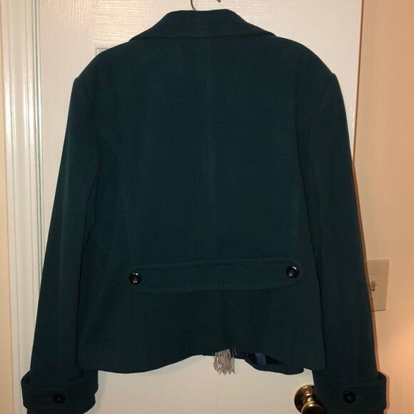 XXL Two Button Front Collared Teal Pea Coat - Picture 2 of 10